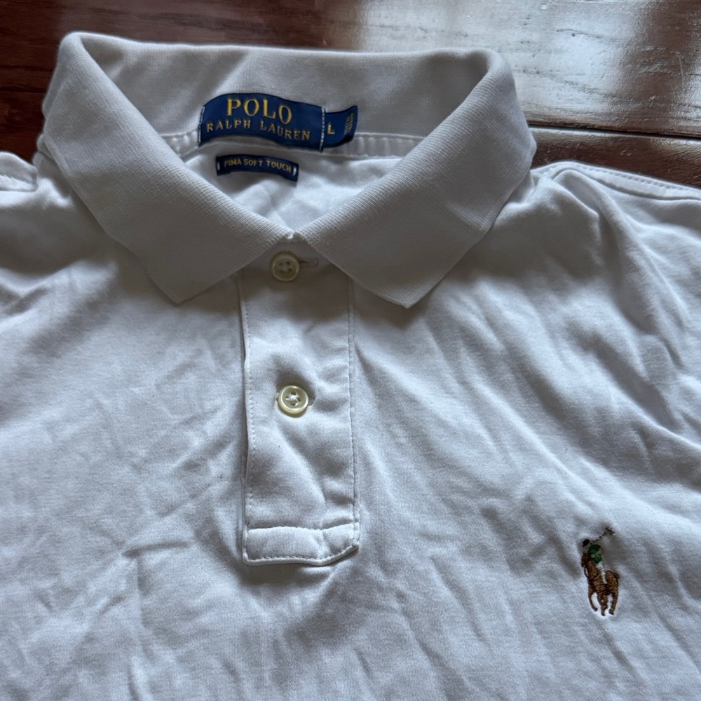Ralph Lauren White soft Pima Polo Shirt